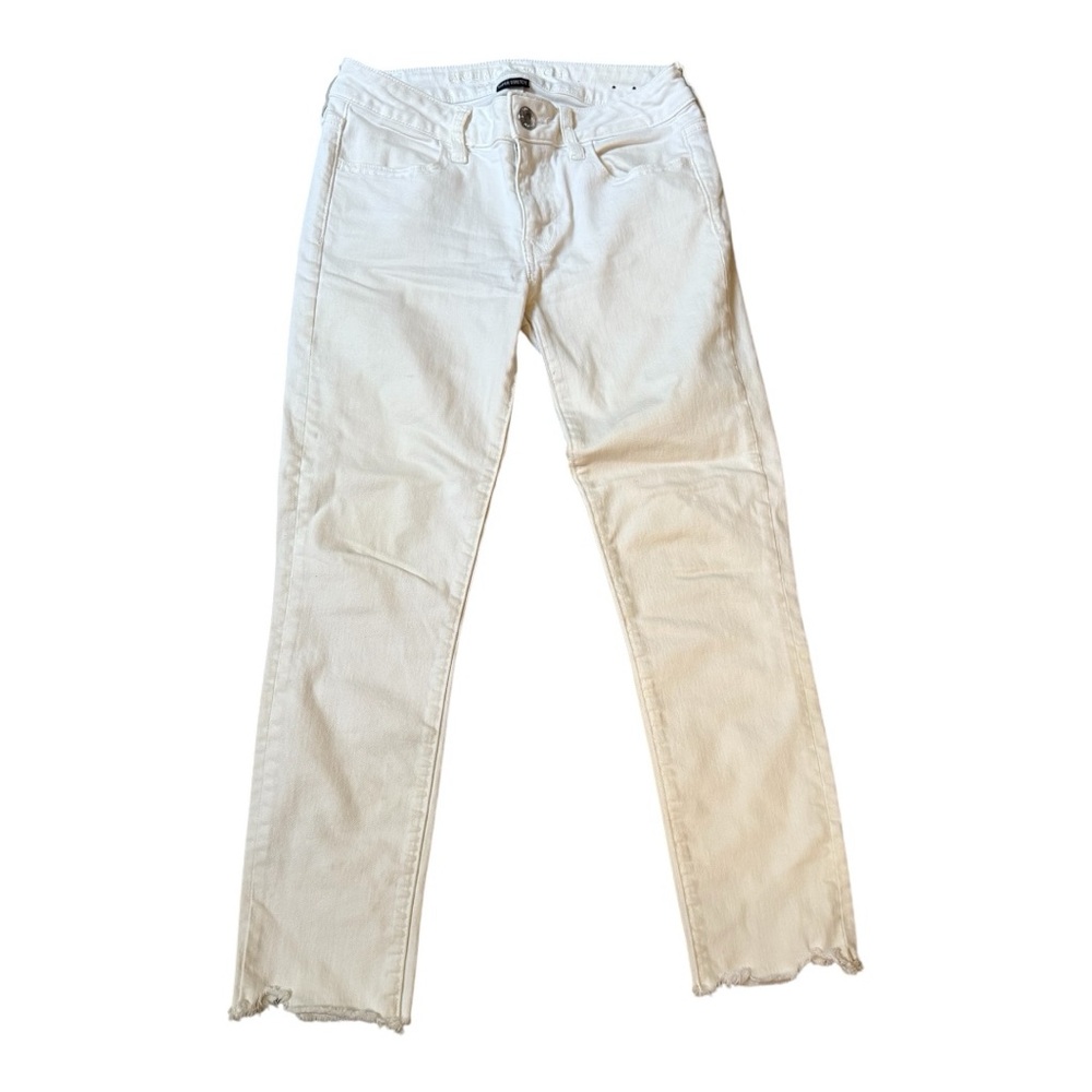 American Eagle White Denim Frayed Pants Size 4